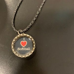 👾5 for $25 I love softball bottle cap necklace